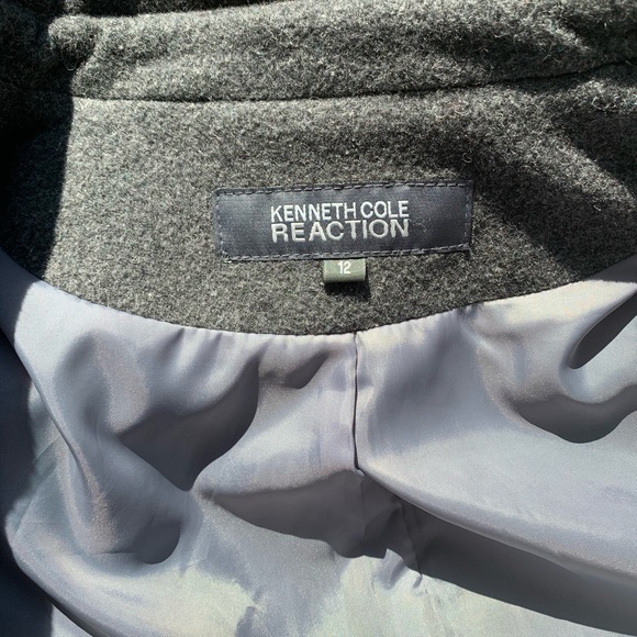 Kenneth Cole Wool Classy Button Down Dress Pea Coat Single Breasted Gray 12 - Picture 15 of 16